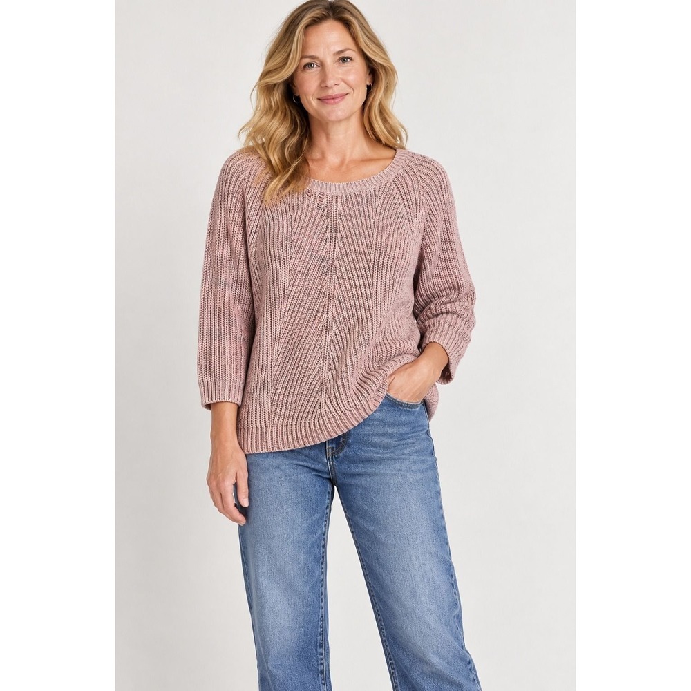J. Jill Pink Marled Chunky Knit Raglan Sweater Medium Pullover